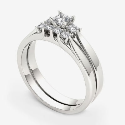 1/2 CT.T.W. Natural Diamond 14K White Gold Bridal Set