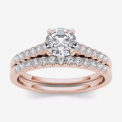 1 CT.T.W. Natural Diamond 10K Rose Gold Bridal Ring Set