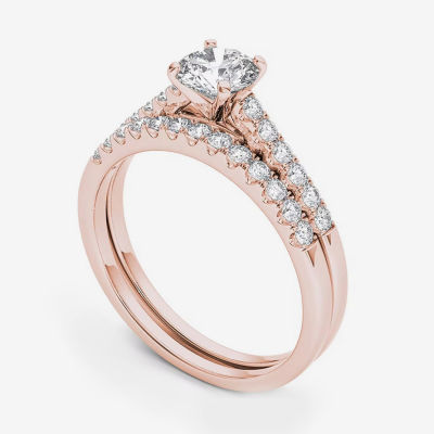 1 CT.T.W. Natural Diamond 10K Rose Gold Bridal Ring Set