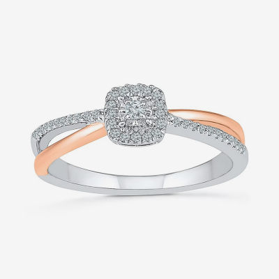 Promise My Love Womens 1/8 CT. T.W. Natural White Diamond Sterling Silver Cushion Halo Promise Ring