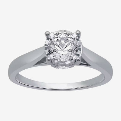(H-I / I1) Womens 1 CT. T.W. Lab Grown White Diamond 10K White Gold Round Solitaire Engagement Ring