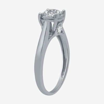 (H-I / I1) Womens 1 CT. T.W. Lab Grown White Diamond 10K White Gold Round Solitaire Engagement Ring
