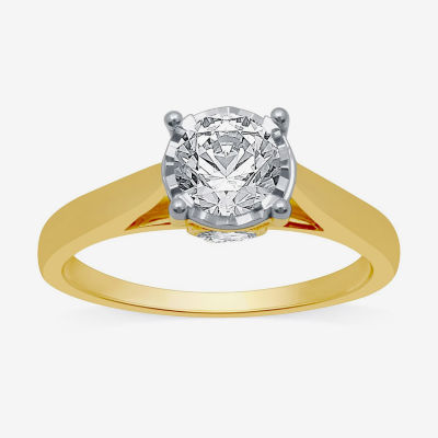 (H-I / I1) Womens 1 CT. Lab Grown White Diamond 10K Gold Round Solitaire Engagement Ring