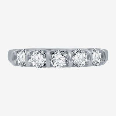 (H-I / I1) 1 CT. T.W. Lab Grown White Diamond 10K Gold 5-Stone Anniversary Band