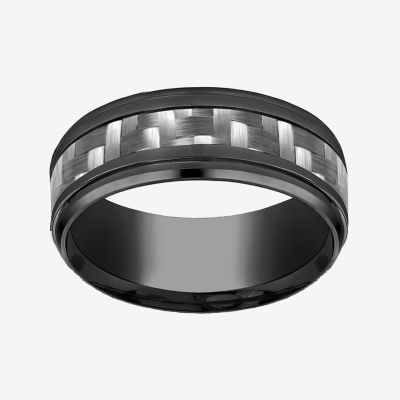 Mens Comfort Fit 9mm Black Titanium Inlay Wedding Band, Color