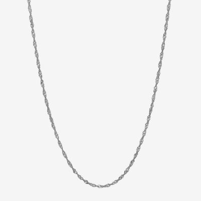 14K White Gold 20" Sparkle Singapore Chain Necklace