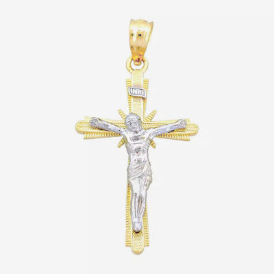 Unisex Adult 14K Two-Tone Gold Crucifix Cross Pendant