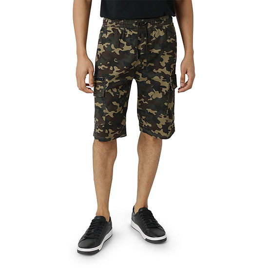 Akademiks Mens Stretch Fabric Cargo Short, Color: Olive Camouflage ...