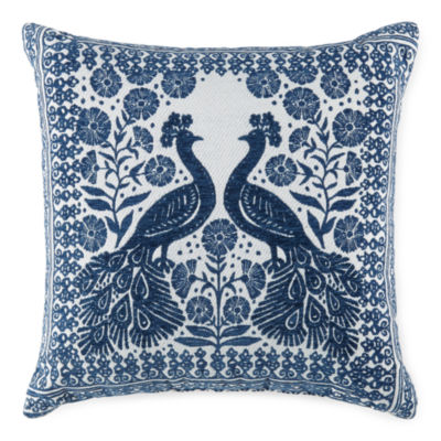 Distant Lands Peacock Square Throw Pillow