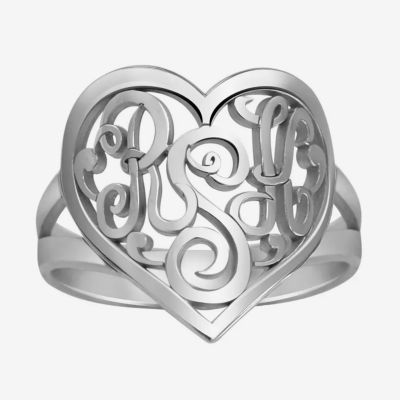 Personalized 18mm Script Monogram Heart Ring JCPenney