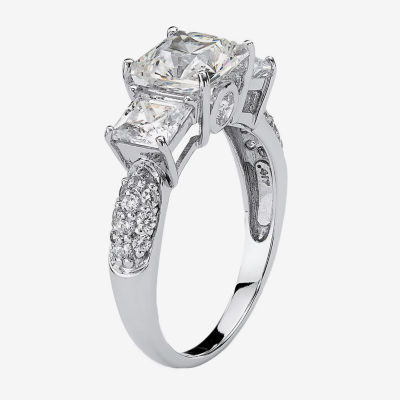 DiamonArt® Womens 3 CT. T.W. White Cubic Zirconia 10K White Gold Engagement Ring