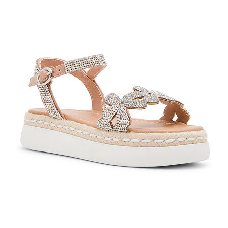 Madden Girl Lucina Little & Big Girls Ankle Strap Footbed Sandals, 5 Medium, Silver
