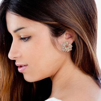 JS Jessica Simpson Gold Tone Multi Color Glass Drop Earrings