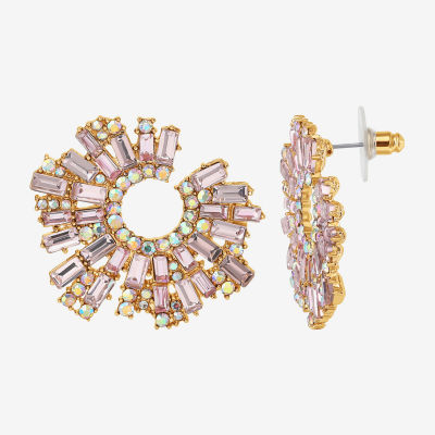JS Jessica Simpson Gold Tone Multi Color Glass Drop Earrings