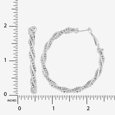 JS Jessica Simpson Silver Tone Glass 51.2mm Hoop Earrings