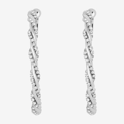 JS Jessica Simpson Silver Tone Glass 51.2mm Hoop Earrings