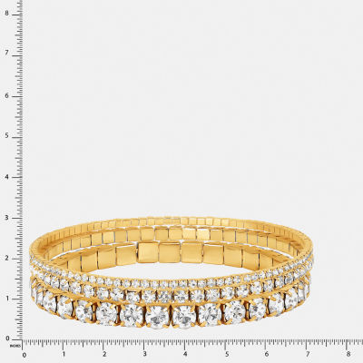JS Jessica Simpson Gold Tone Womens 3-pc. Glass Bracelet Set