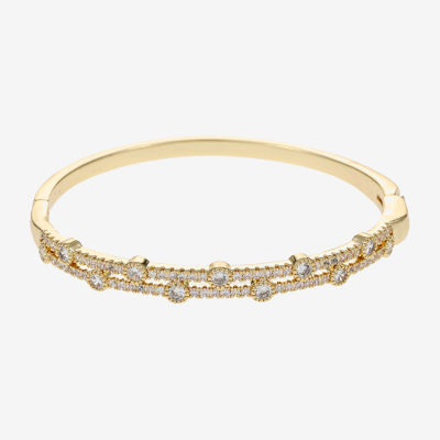 Sparkle Allure Womens Cubic Zirconia 14K Gold Over Brass Round Bangle Bracelet