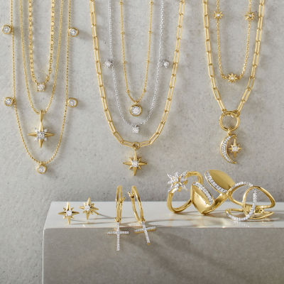 Diamond Addiction (G-H / Si2-I1) Womens 1/10 CT. T.W. Lab Grown White 14K Gold Over Silver Star Cocktail Ring