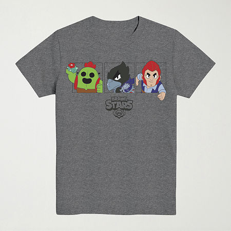 Mad Engine Brawl Stars Little & Big Kid Boys Crew Neck Short Sleeve Regular Fit Graphic T-shirt In Gray
