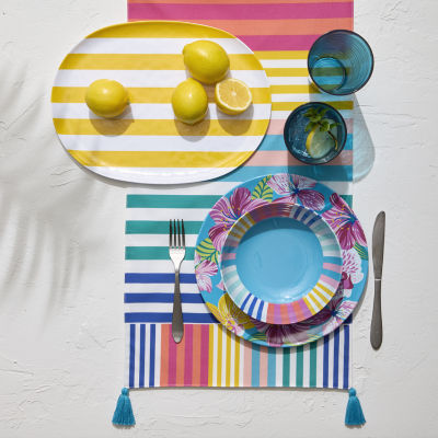 Outdoor Oasis Stripe Print 4-pc. Melamine Pasta Bowl