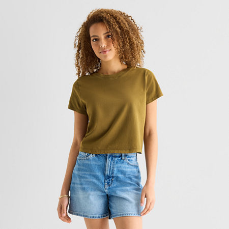 a.n.a Womens Crew Neck Short Sleeve T-Shirt, Xx-large, Green
