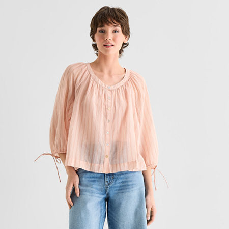a.n.a Womens Boat Neck 3/4 Sleeve Blouse