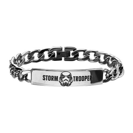 Star Wars Mens Stainless Steel Stormtrooper ID Bracelet, One Size, White