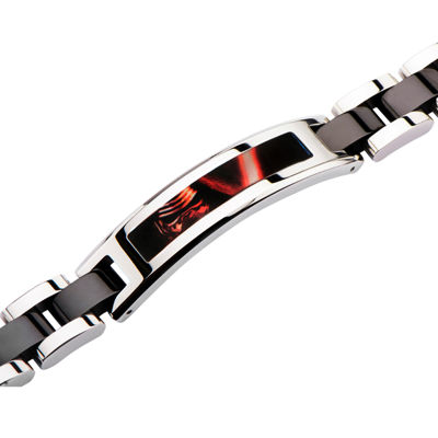 Star Wars® Two-Tone Stainless Steel Black IP Episode VII Kylo Ren ID Link Bracelet