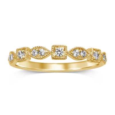 Womens 1/6 CT. T.W. Genuine White Diamond 10K Gold Wedding Band