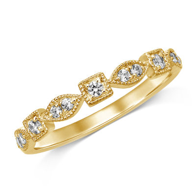 Womens 1/6 CT. T.W. Genuine White Diamond 10K Gold Wedding Band