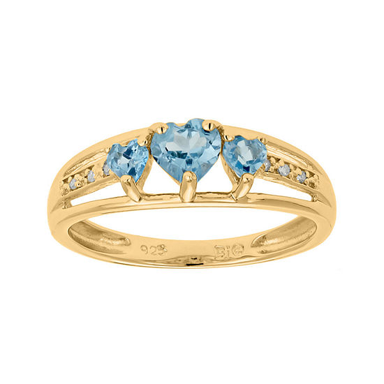 Genuine Blue Topaz and Diamond-Accent 3-Stone Heart Ring