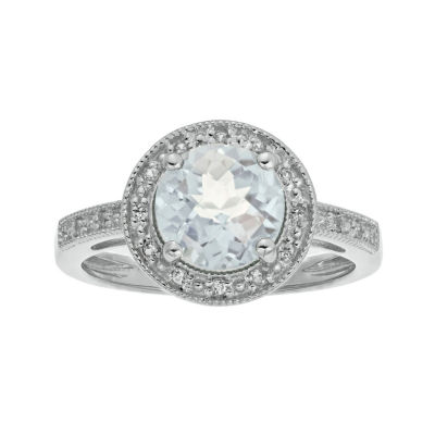 Genuine White Topaz and Lab-Created White Sapphire Round Sterling Silver Ring