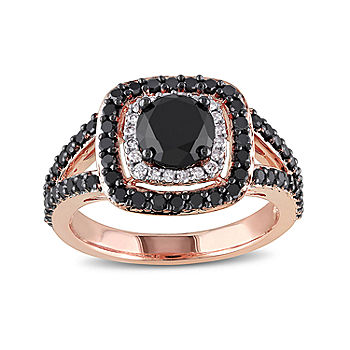Black Diamond Engagement Ring 1-1/5 ct tw Round 14K Rose Gold