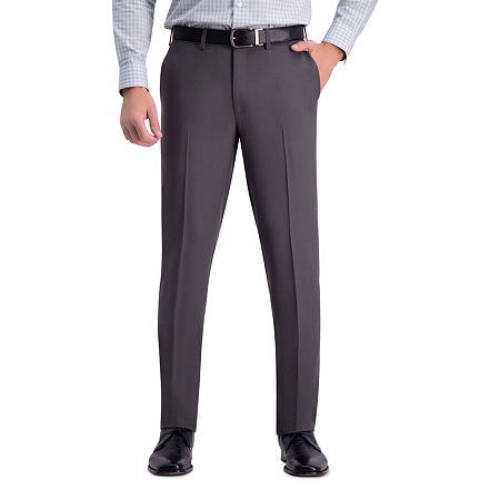 Haggar Mens Premium Comfort Slim Fit Flat Front Dress Pant, 32 30, Gray