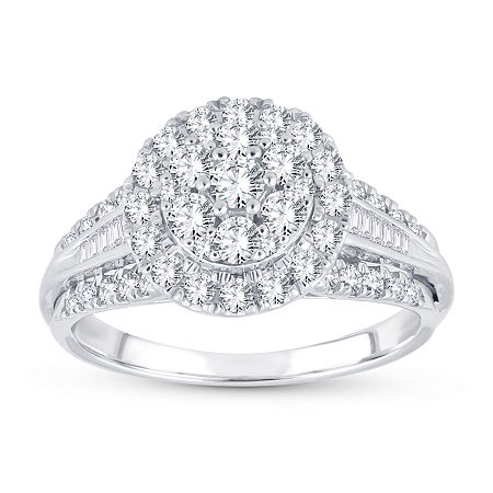 Modern Bride Womens 1 Ct. T.w. Natural White Diamond 10k White Gold Round Engagement Ring In White