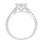 Womens 1 CT. T.W. Genuine White Diamond 14K White Gold Round Side Stone Halo Engagement Ring