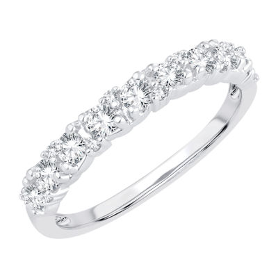 Womens 1/2 CT. T.W. Natural White Diamond 10K White Gold Wedding Band