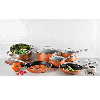Gotham Steel Cast Textured Copper 3pc Stacking Cookware Set : Target