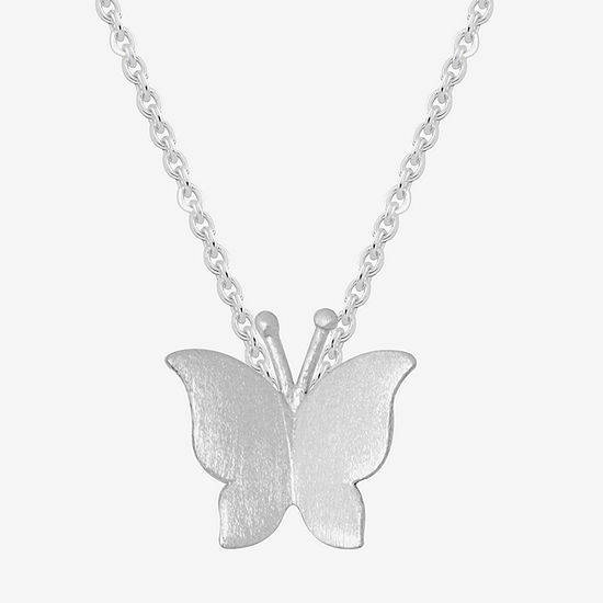 Itsy Bitsy Sterling Silver 16 Inch Butterfly Pendant Necklace