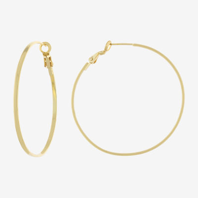 Silver Reflections 14K Gold Over Brass Hoop Earrings