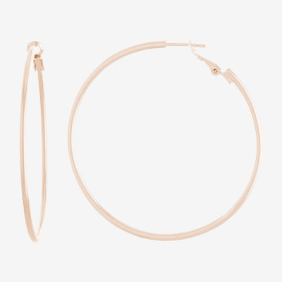 Silver Reflections 14k Rose Gold Over Brass Hoop Earrings