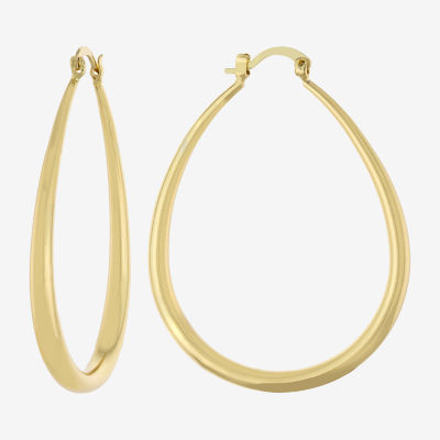 Silver Reflections 14K Gold Over Brass Hoop Earrings