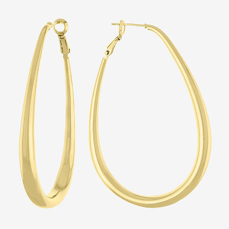Silver Reflections 14k Gold Over Brass Hoop Earrings In Gold