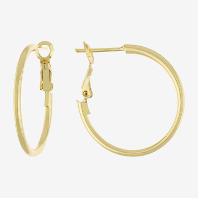 Silver Reflections 14K Gold Over Brass Hoop Earrings