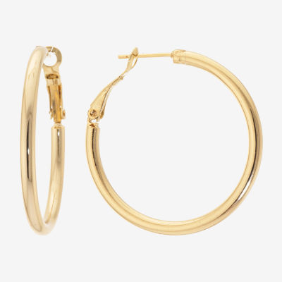 Silver Reflections 14K Gold Over Brass Hoop Earrings