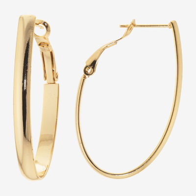 Silver Reflections 14K Gold Over Brass Hoop Earrings