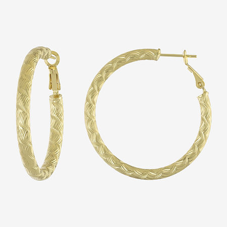 Silver Reflections 14K Gold Over Brass Hoop Earrings, One Size