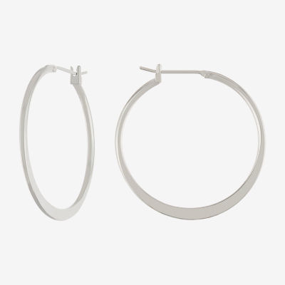 Silver Reflections Pure Silver Over Brass Hoop Earrings