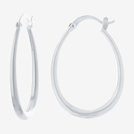 Silver Reflections Pure Silver Over Brass Hoop Earrings In Transparent